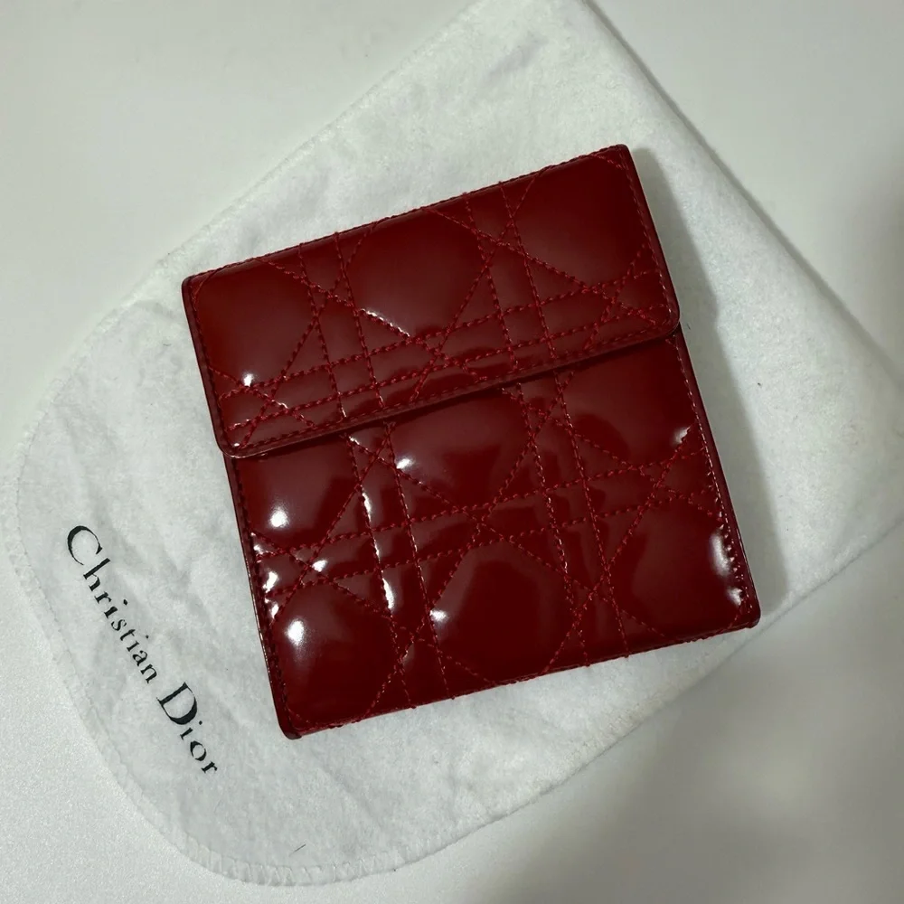 Lady Dior Burgundy Quilted Wallet